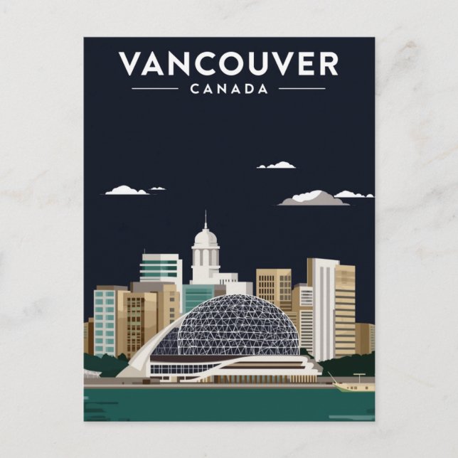 Vancouver Skyline Natt Elegans Vykort (Framsida)