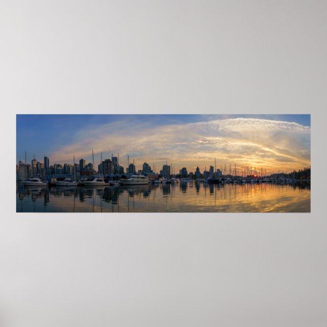 Vancouver Skyline - Yacht Harbor vid Sunset Poster (Framsidan)