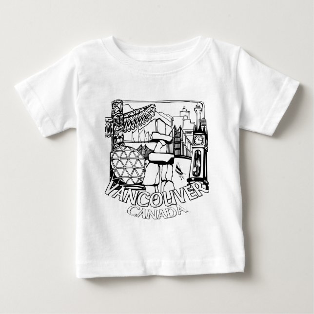 Vancouver Souvenir Baby T-shirts Landmark Baby Tee (Framsida)