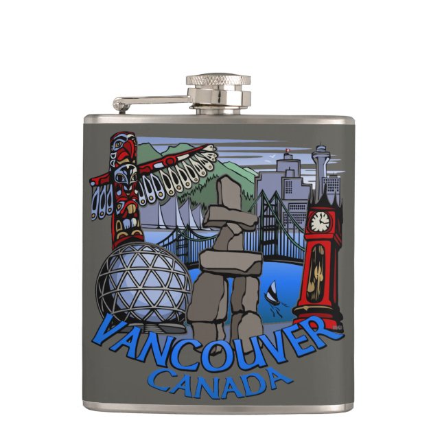 Vancouver Souvenir Flask Vancouver Landmark Gifts Fickplunta (Framsidan)