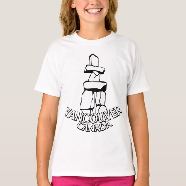 Vancouver Souvenir Girl's T-shirt Landmark Art Tee (Framsida)
