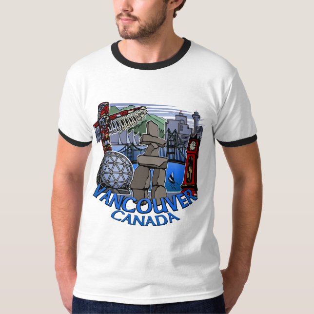Vancouver Souvenir Manar-shirt Landmark Art Tees T Shirt (Framsida)