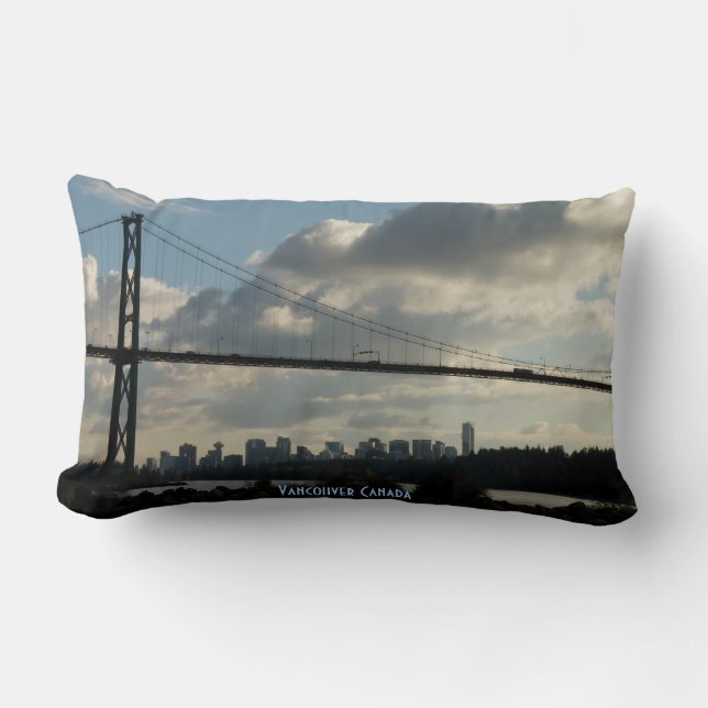 Vancouver Souvenir Pillow Lejon Grind Bridge Gift Lumbarkudde (Framsida)