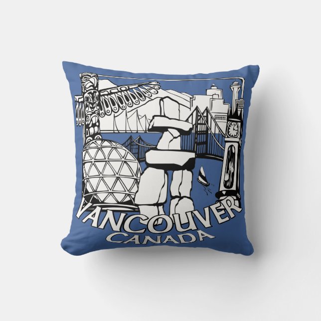 Vancouver Souvenir Pillow Vancouver Landmark Gifts Kudde (Framsida)