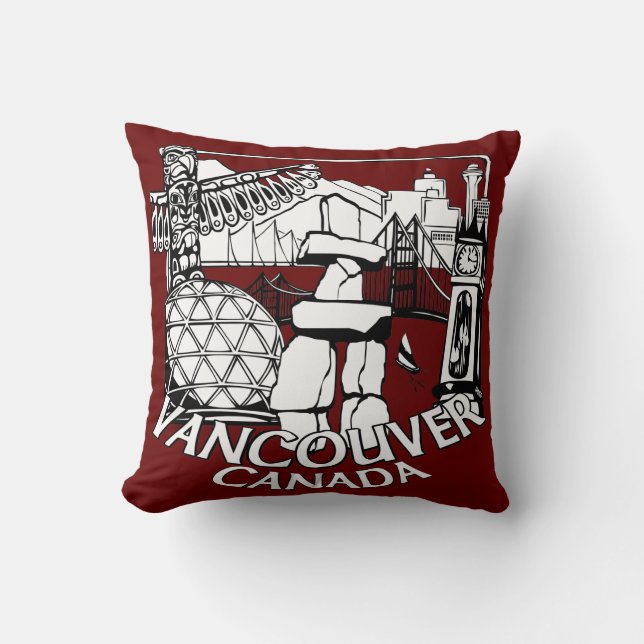 Vancouver Souvenir Pillow Vancouver Landmark Gifts Kudde (Framsida)