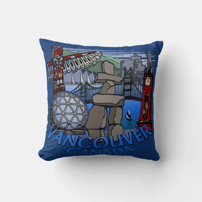 Vancouver Souvenir Pillow Vancouver Landmark Gifts Kudde (Framsida)