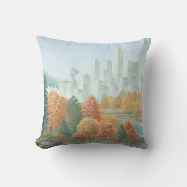 Vancouver Souvenir Pillow Vancouver Landmarks Gift Kudde (Framsida)