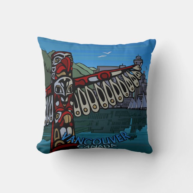 Vancouver Souvenir Pillow Vancouver Landmarks Gift Kudde (Framsida)