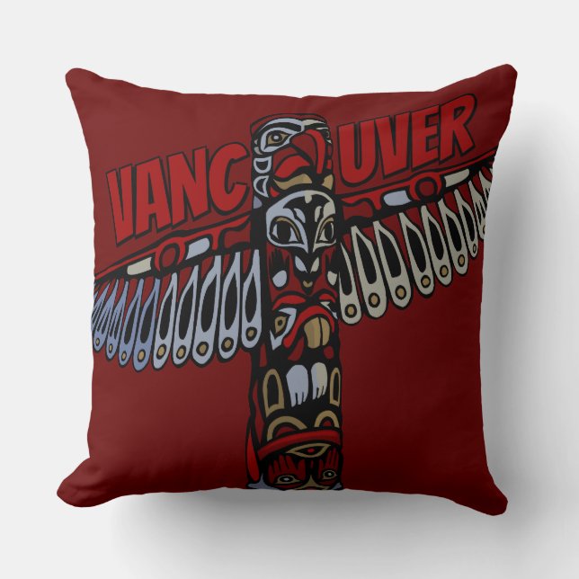 Vancouver Souvenir Pillow Vancouver Totem Pole Art Kudde (Framsida)