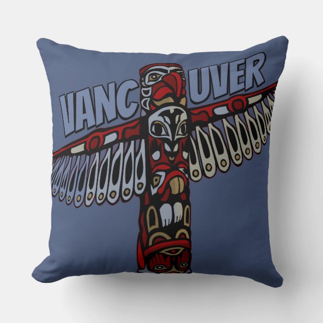 Vancouver Souvenir Pillow Vancouver Totem Pole Art Kudde (Framsida)