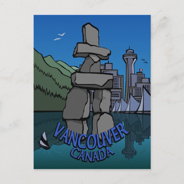 Vancouver Souvenir Postcards Inukshuk Landmark Art Vykort (Framsida)