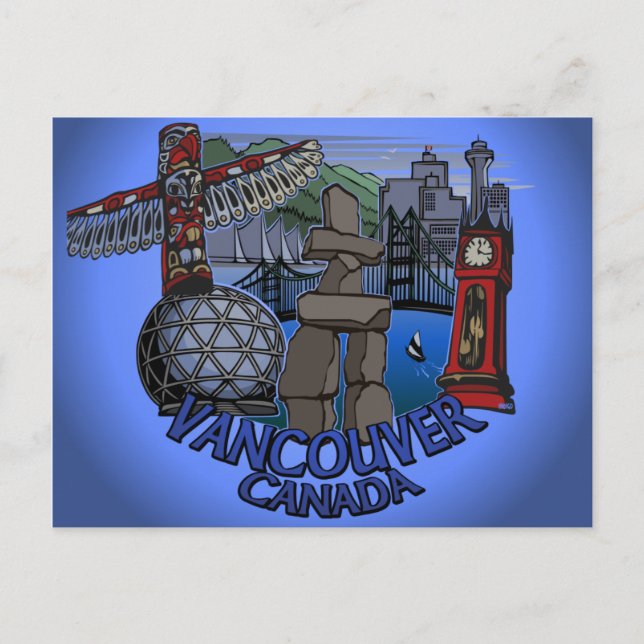 Vancouver Souvenir Postcards Inukshuk Landmark Art Vykort (Framsida)