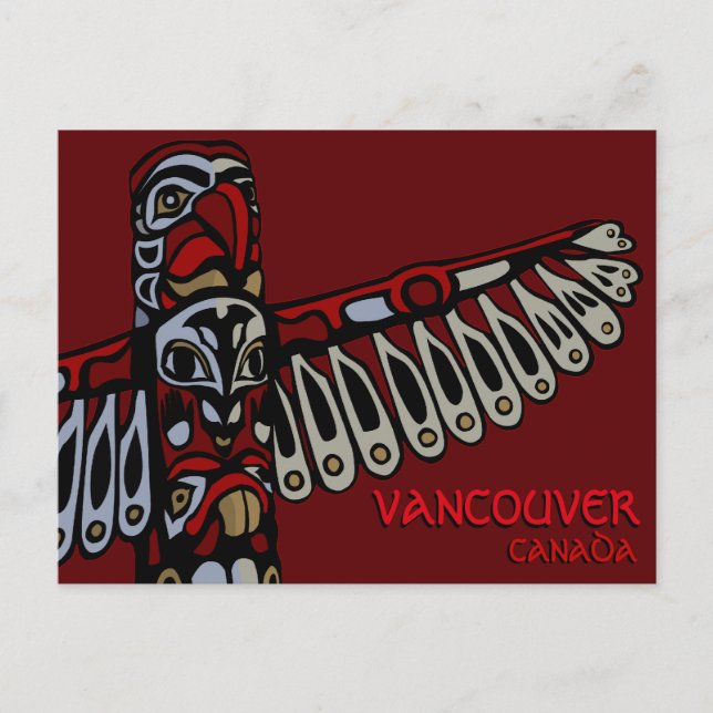 Vancouver Souvenir Postcards Totem Pole Landmarks Vykort (Framsida)