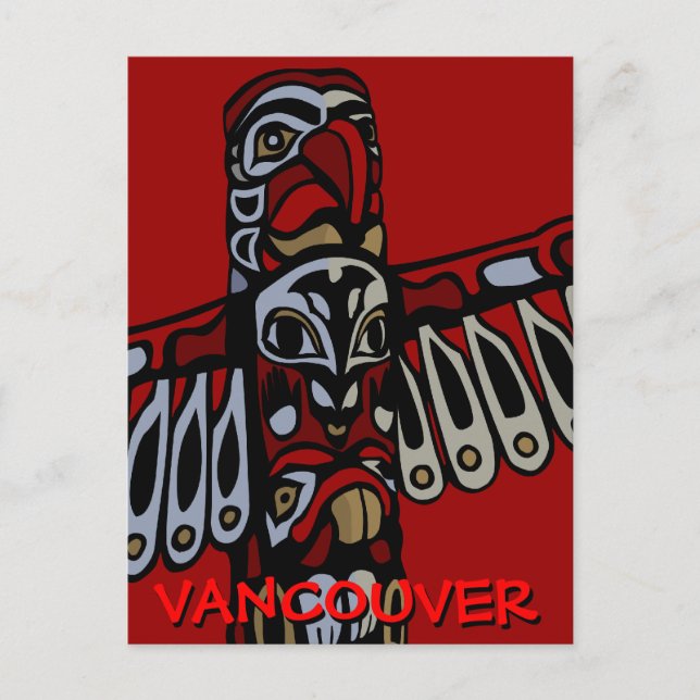 Vancouver Souvenir Postcards Totem Pole Landmarks Vykort (Framsida)