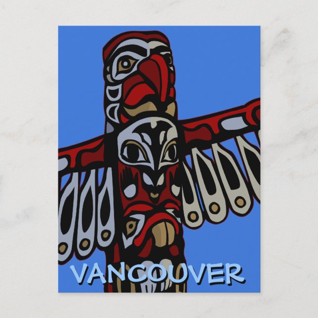 Vancouver Souvenir Postcards Totem Pole Landmarks Vykort (Framsida)