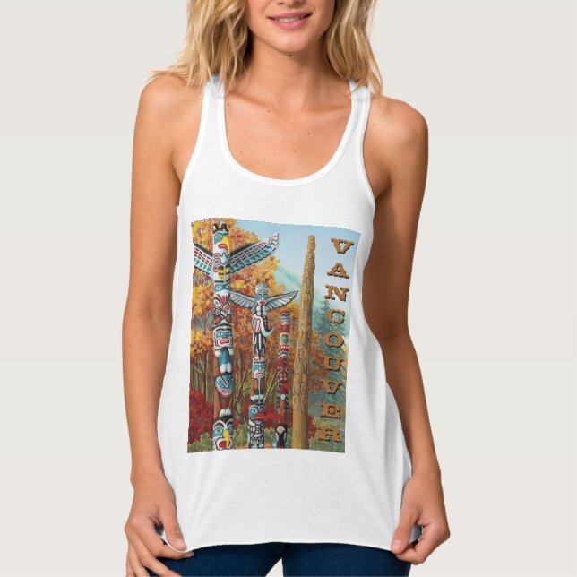 Vancouver Souvenir Tanktop Kvinnors totem Pole Top Linne Med Racerback (Framsida)