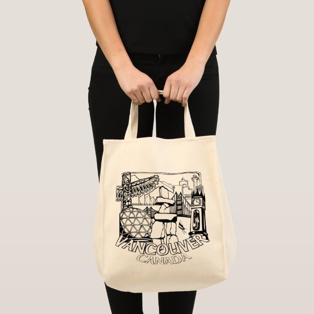 Vancouver Souvenir Tote Bag Landmark Art Bags Tygkasse (Framsida (produkt))