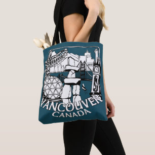 Vancouver Souvenir Tote Bag Landmark Art Bags Tygkasse