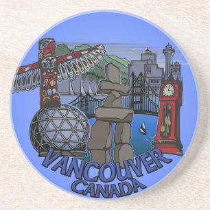 Vancouver Souvenir Underlägg Totem Pole Landmark G Sandsten