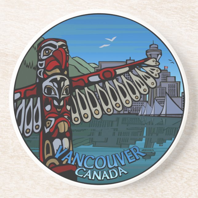 Vancouver Souvenir Underlägg Totem Pole Landmarks (Framsidan)