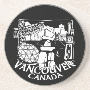 Vancouver Souvenir Underlägg Totem Pole Landmarks Sandsten