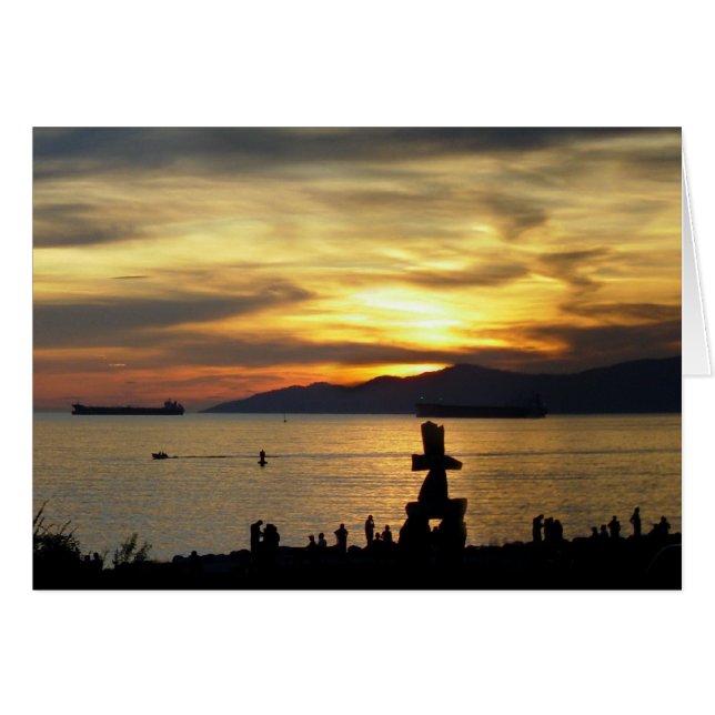 Vancouver Sunset Cards Inukshuk Personlig Cards Hälsningskort (Framsidan Horizontal)
