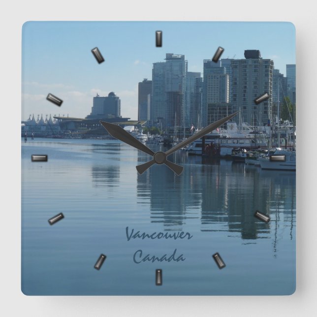 Vancouver tar tid på den personligVancouver väggen Fyrkantig Klocka (Framsida)