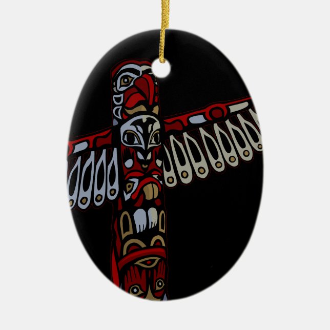 Vancouver Totem Pole Souvenir Native Art Ornament (Framsidan)