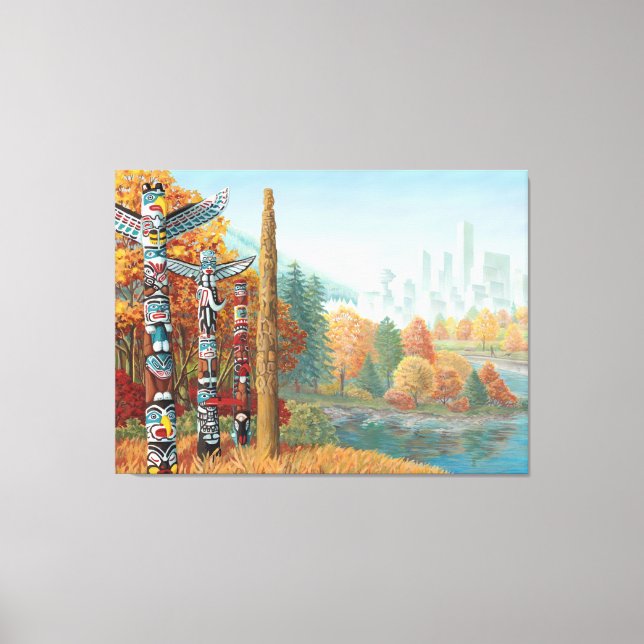 Vancouver Totem Poles Art Print Canvas (Framsida)