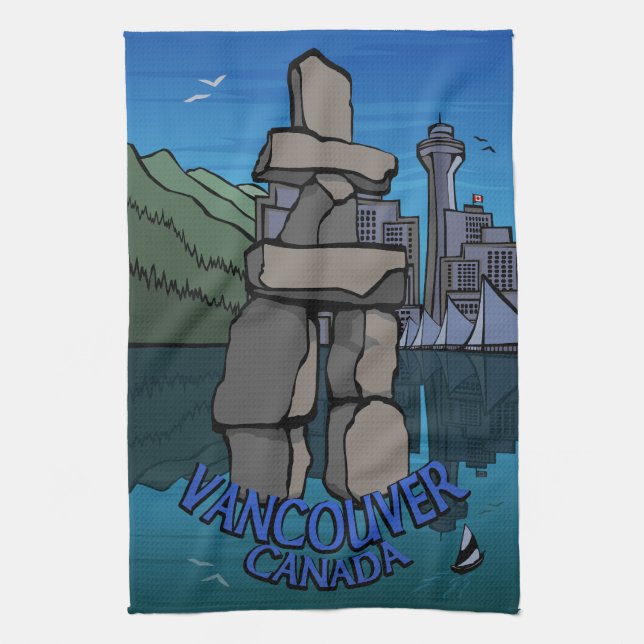 Vancouver Towel Vancouver Souvenir Tea Towel Kökshandduk (Vertikal)