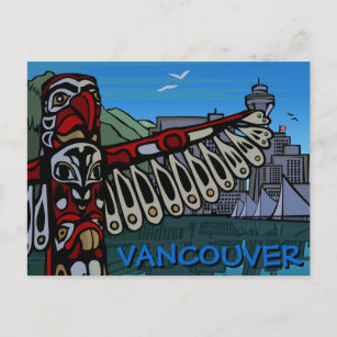 Vancouver vykortTotem Pole & Landmarkskort Vykort