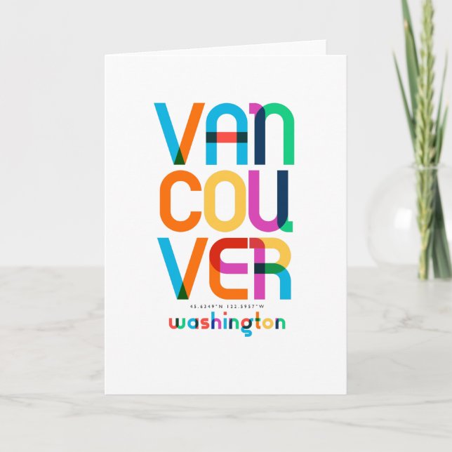 Vancouver Washington Mid Century, Pop Art. Kort (Framsida)