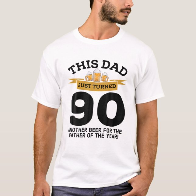 Vänd 90 Beer Drinking Pappa 90:e Far födelsedag G T Shirt (Framsida)