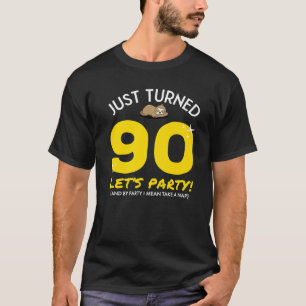 Vänd 90 Party Ta Nap Funny 90:e Birthday Sloth T Shirt