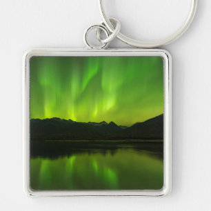 Vänd Aurora Fyrkantig Silverfärgad Nyckelring