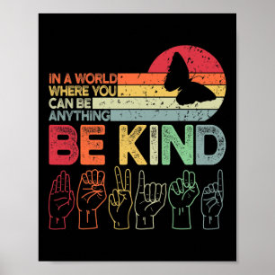 Vänd Autism Awareness Asl Mamma Teacher Kindness 2 Poster