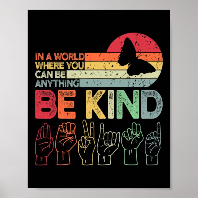 Vänd Autism Awareness Asl Mamma Teacher Kindness 2 Poster (Framsidan)