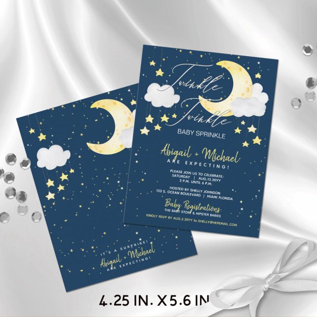Vänd bläckstråle - babblåsskåda Inbjudan (Budget-Friendly "Twinkle Twinkle Baby Sprinkle" Gender-Neutral Baby Shower Invitation (4.25x5.6 in.))