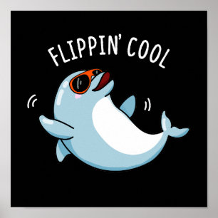Vänd Coola Funny Dolphin Pun Mörk BG Poster