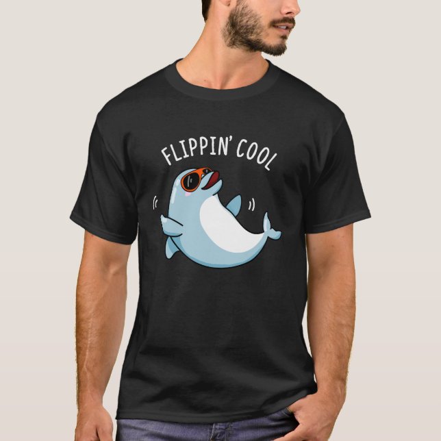 Vänd Coola Funny Dolphin Pun Mörk BG T Shirt (Framsida)