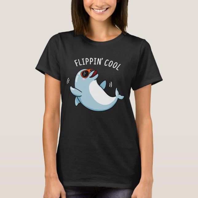 Vänd Coola Funny Dolphin Pun Mörk BG T Shirt (Framsida)