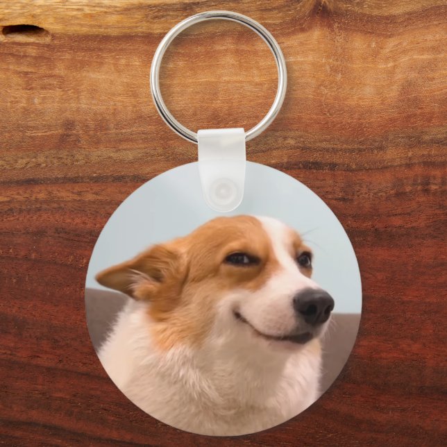 Vänd Corgi Meme-Dubbla, sidig nyckelkedja Nyckelring (Framsida)