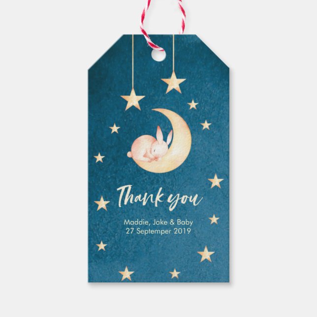 Vänd den lilla stjärnan och tack vare måne vill du presentetikett (Framsidan)