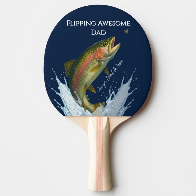 Vänd Fantastisk Pappa regnbåge, Flygfiske Pingisracket (Framsidan)