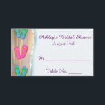 Vänd Flockskena Möhippa Placera kort<br><div class="desc">Den här Möhippan för söt har en vit bakgrund med en blå och sandfärgad färgad gräns till lämnat - som påminner oss om stranden. Det finns ett par rosa och orange flinflip flops med turkos och kalkgrönt flinflip flops både ovanför och under för att skapa en roligt gräns på den...</div>