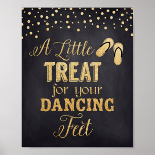 Vänd flödesskylt i bröllop, dansa feet i Guld Poster
