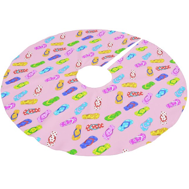 Vänd flop Mönster Rosa jul Julgransmatta Borstad Polyester (Vinklad)