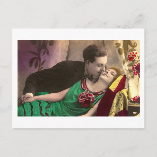 Vänd fransk - Romantisk Vintage Vykort (Framsida)