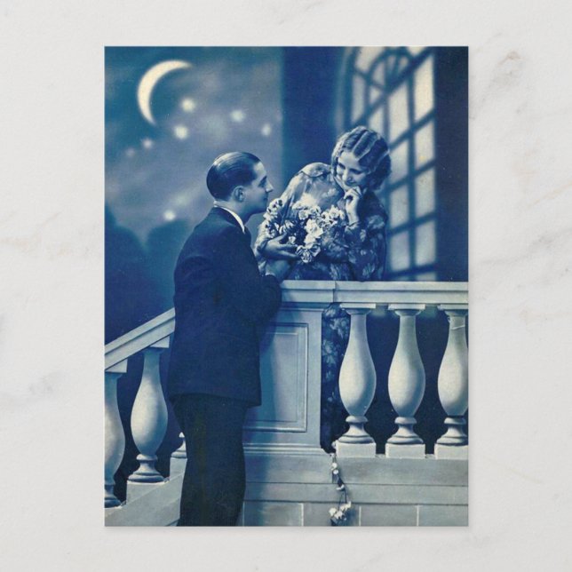 Vänd fransk - Romantiskt vykort för Vintage (Framsida)