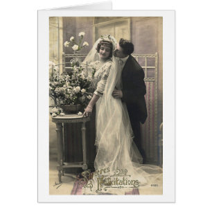 Vänd fransk - Vintage Romantic Kärlek vykort Hälsningskort